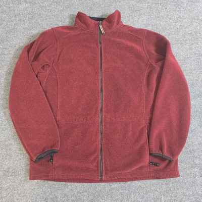 VTG LL Bean Deep Pile Fleece Polartec Full Zip Jacket Burgundy Red