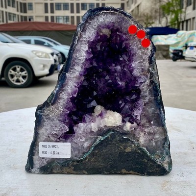 10LB Natural Amethyst Geode Quartz Crystal Cluster Cathedral Energy healing