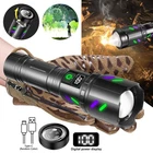 Super Bright White Laser LED Flashlight Rechargeable Zoomable With Ignition Lens