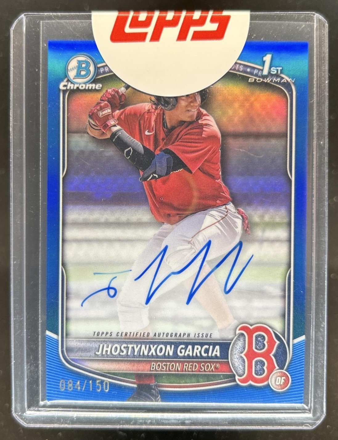 2025 Bowman Jhostynxon Garcia Chrome Auto Blue Refractor 1st #/150 Red Sox