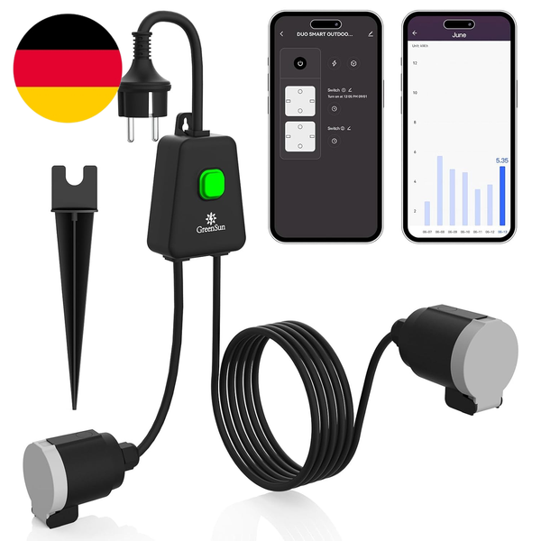 Wlan Steckdose Outdoor Zeitschaltuhr Aussenbereich Mit 2 SteckpläTzen-image