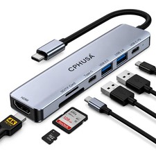 USB C 7 in 1 Multiport Adapter for MacBook Pro/Air, 4K HDMI, Multiport Hub