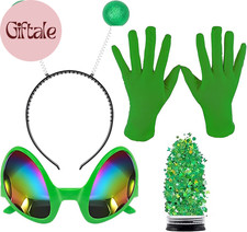 Alien Headband with Glasses, Holographic Glitter Alien Costume Accessories with