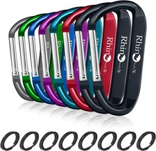 8 Pack 3.15'' Aluminum Spring Snap Hook Carabiner D Ring Carabiner Clip Camping