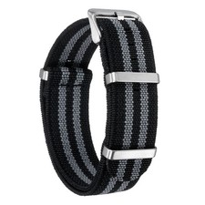 Elastic Nylon Watch Band 20mm Waterproof One-Piece Watch Strap, Black/Grey