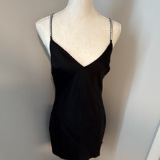 Victoria's Secret Black Full Slip, Backless Straps Bow Accent, Size S
