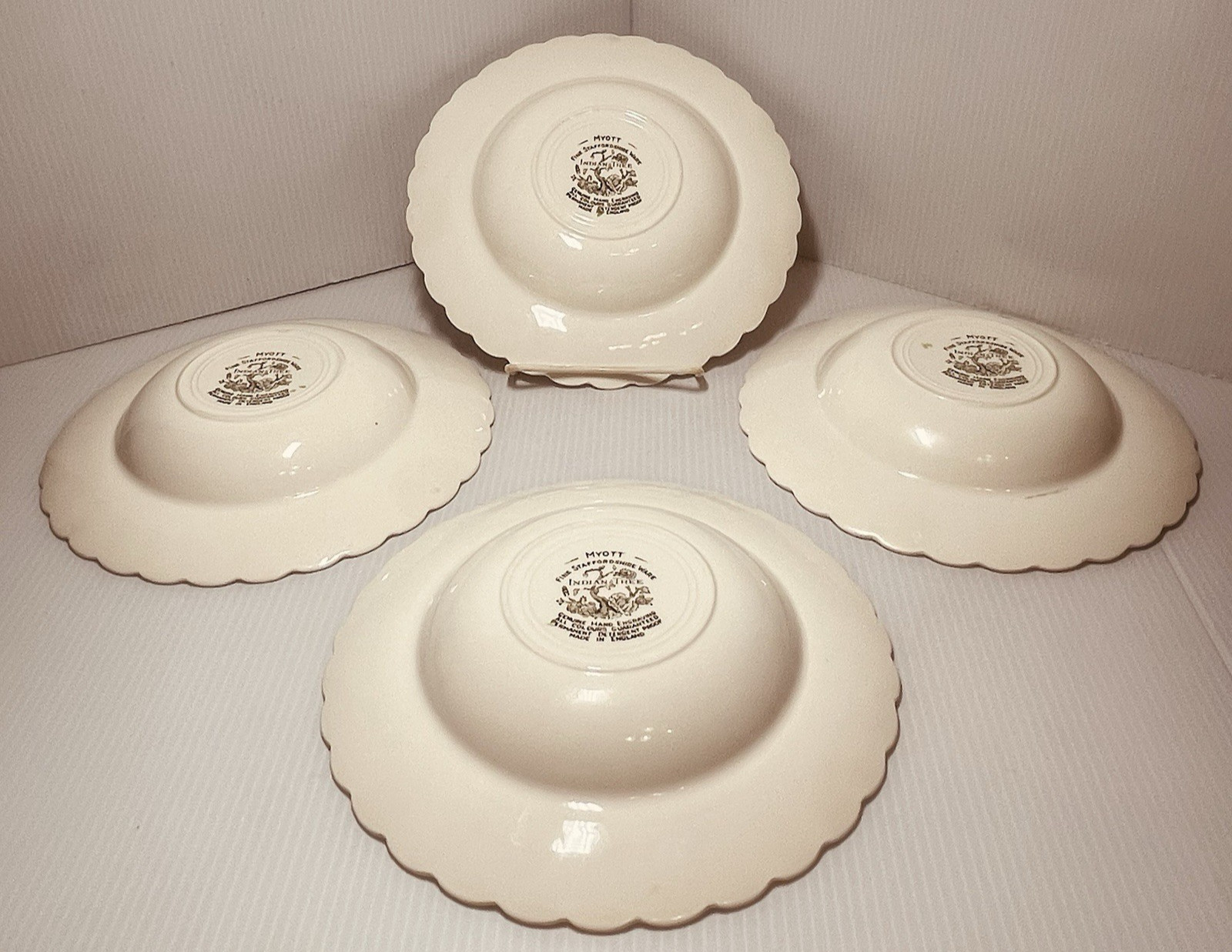 VTG 4 Myott Staffordshire Indian Tree 8" Salad Bread Plates Made in England.