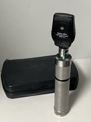 Welch Allyn 11720 Coaxial Ophthalmoscope 3.5V w/Plug In Handle & Battery- Tested