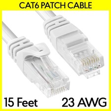 15 FT Cat6 Cable White Cat 6 Patch Cord LAN Internet RJ45 Modem Ethernet Cable