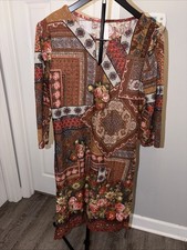 Tacera stretchy multicolor dress Sm Lightweight Boho Earthy Chic Breathable EUC