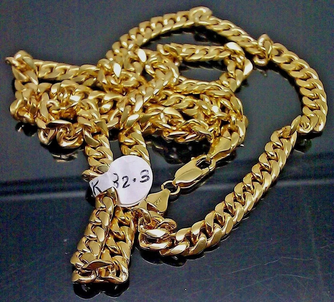 Real 10k Gold Cuban Link Chain Necklace 7mm 30