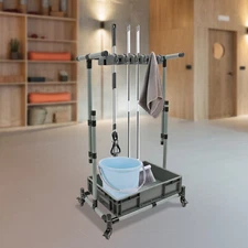 Broom+Mop Holder Floor Standing Cleaning Tool Cart Cleaning Supplies Organizer