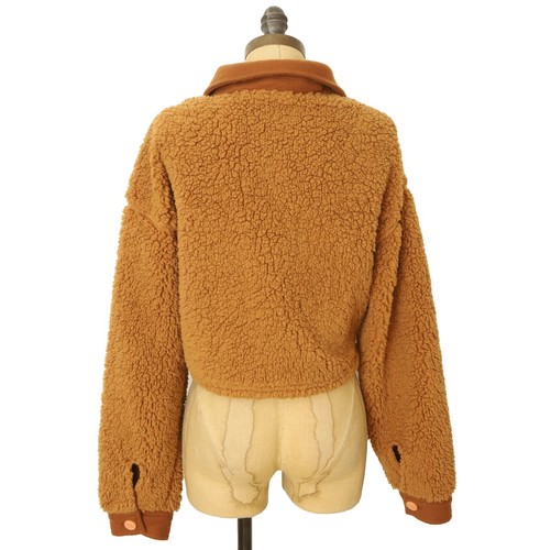 PACSUN Cropped Homecoming Shacket S Button Faux Fur Brown Jacket NWT B89 - Picture 3 of 6