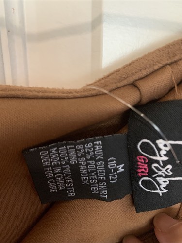 by & by Faux Suede Lace Look Hem Western Cowgirl Brown Skirt Girl's Size M Nwt - Picture 10 of 10
