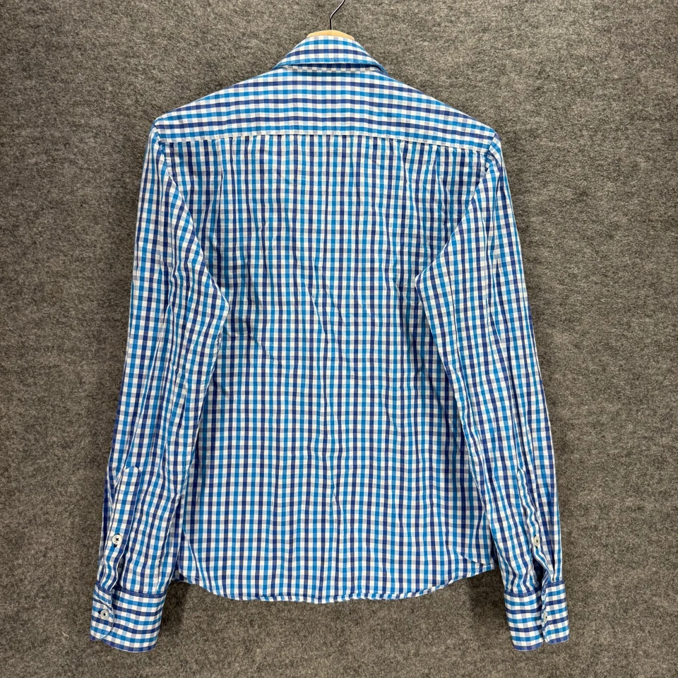 Untuckit Shirt Men S Small Blue Plaid Button Up Collared Long Sleeve Slim Fit - Image 2 of 4