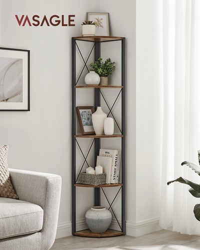 VASAGLE 5-Tier Corner Shelf, Storage Shelf Unit , Bookcase, LLS805B01 - Picture 2 of 9
