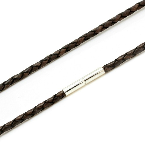 Mens Braided Leather Necklace With Sterling Silver Clasp-Choice of 8 Colours - Picture 6 of 11