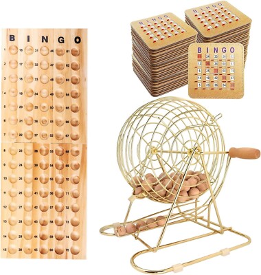 Deluxe Bingo Game Set w/Bingo Cage, Bingo Balls, Board, 100 Shutter Bingo Cards
