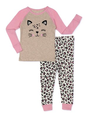 Wonder Nation Baby Infant Girls Pc Pajama Set Size 12 Month- 2T  Pink/Beige