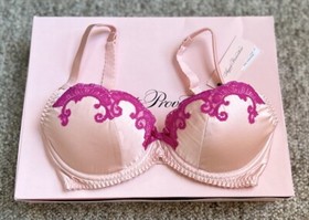 AGENT PROVOCATEUR Molly Plunge Underwired Bra Pink Lace Silk Push-Up Bra 30DD
