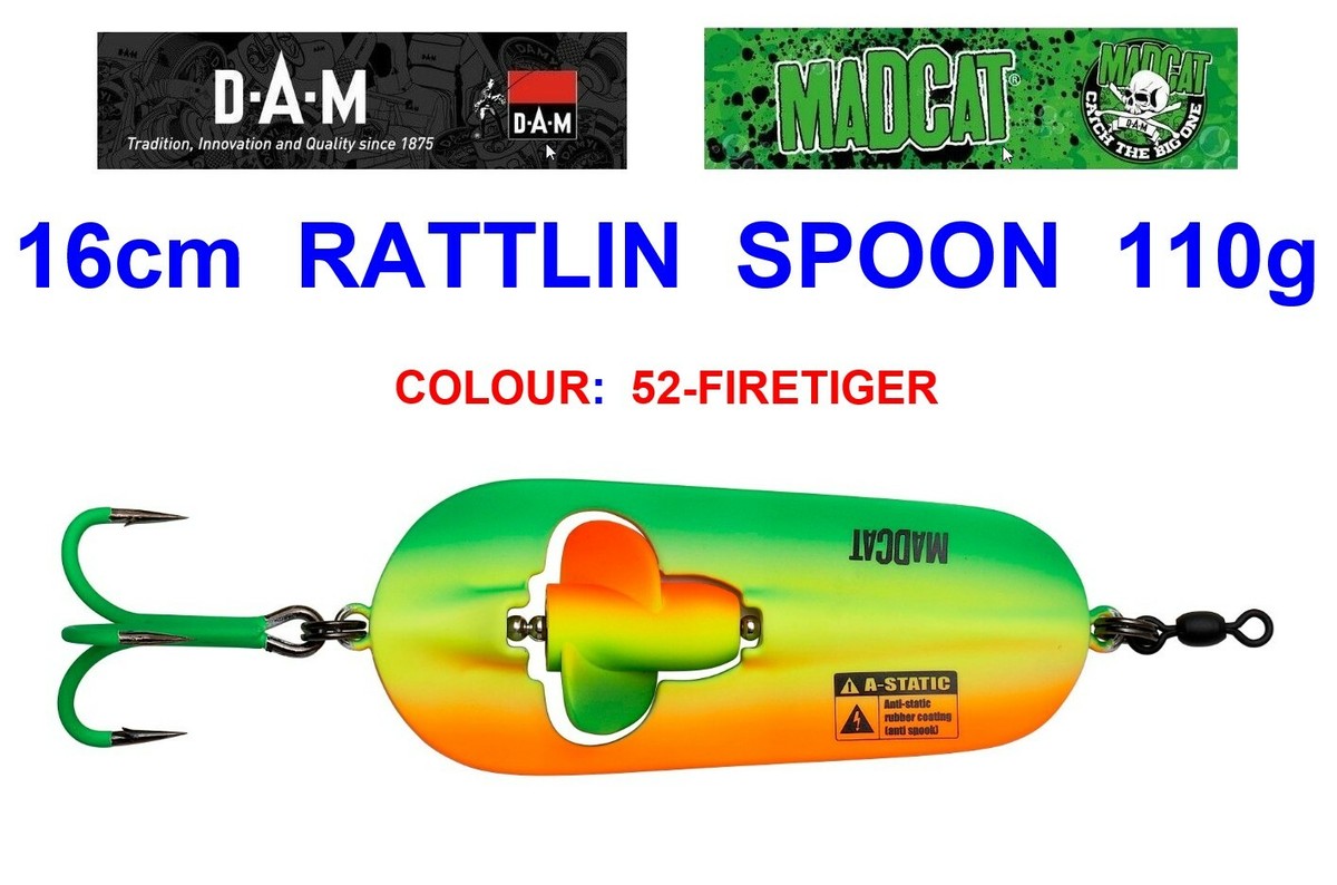 Spinner MADCAT A-STATIC 65 G – Pour Poisson-chat – Hameçon Triple 3/0, Profondeur 0-2 M