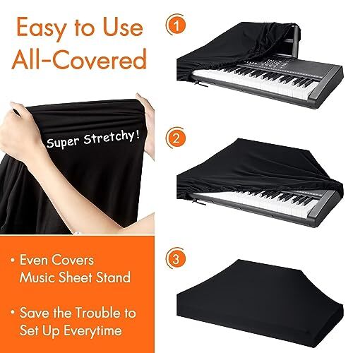 Digital Pianos 61 Keys Piano Keyboard Dust Cover With Music Stand Opening Yamaha Piano