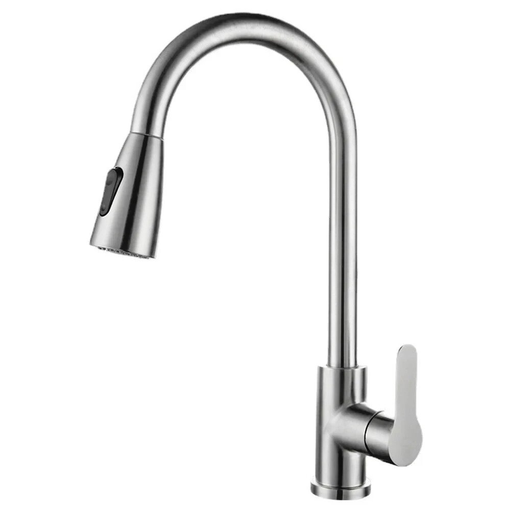 Brushed Nickel Single Handle Pull Down Sprayer Kitchen Sink Faucet