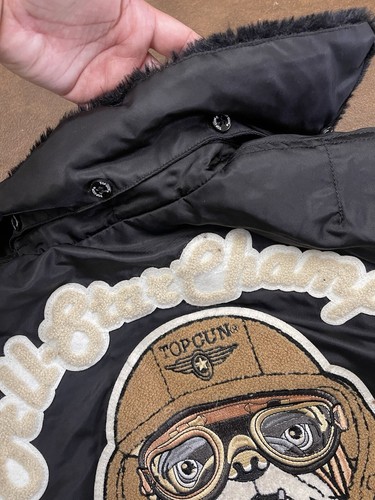 Type B-15 Top Gun Black Bomber Jacket Kids Patches U.S Air Force Sz 8 READ - Picture 5 of 22