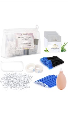 LANKIZ 265 PCS Eyelash Extension Supplies Lash Extension Kit 10 Under Eye Pads +
