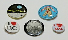 Washington D.C. Pinback Buttons Vintage Lot Of 5 Assorted Metal Collectible