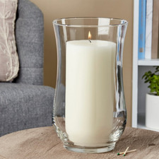 Elegant Clear Curved Glass Candle Holder Classy Home Decor 10.5" Height