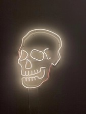 Letrero de lámpara de neón acrílico esqueleto calavera embrujada de 20" luz decoración de habitación con atenuador