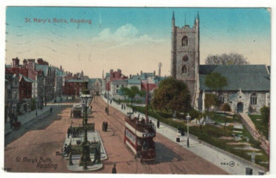 Farbige Postkarte St Mary's Bulls Reading Berkshire verschickt 1923