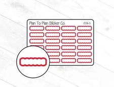 2226-3~~Red Scalloped Quarter Boxes Planner Stickers.