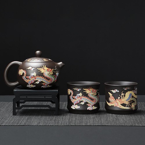 Tetera 135-350 ml arcilla multicolor hecha a mano dragón sólido fácil de llenar chino - Imagen 14 de 31