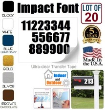 Mailbox Address locker Numbers Decal Sticker Window Door Wall Sign, IMPACT FONT