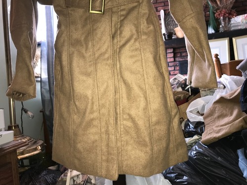 Neu mit Etikett Charlotte Russe hellbraun/braun LANGE Jacke TRENCHCOAT Gürtel Damen XL Wollmischung - Bild 4 von 11