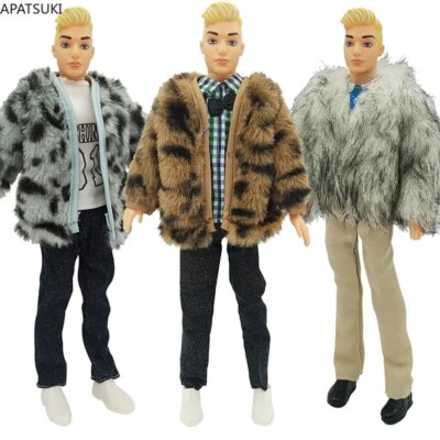 Kunstpelz-Kleidung für Ken Junge Puppen Outfits Jacke Hemd Hosen Schuhe Brille