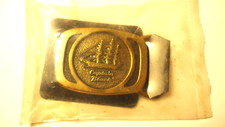 CAPTAIN BLACK BELT BUCKLE NIP Solid BRASS TALL SHIP PIPE TOBACCO USA