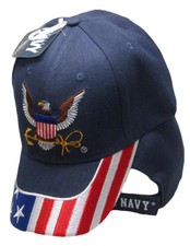 U.S. Navy USN Eagle Anchor Patriotic USA American Flag Blue Embroidered Cap Hat