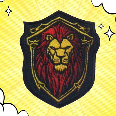 Lion Crest Patch Medieval Coat of Arms Sublimated Iron-On Badge Applique