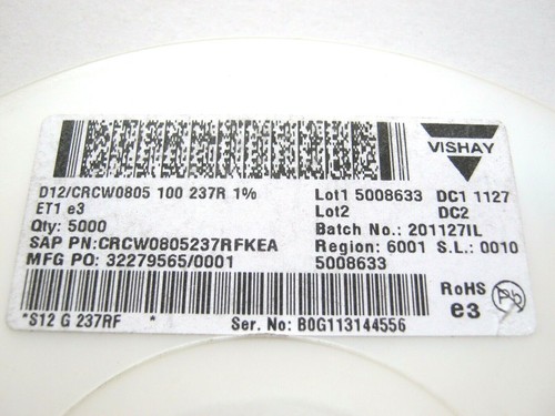 237R, 0805, 1%, 100ppm, 0,25W, Widerstand SMD, CRCW0805237RFKEA, 5000 Stück - Picture 3 of 4
