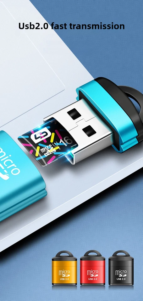 MICRO SD Memory Card Reader Black SDXC TF Mini USB 2.0 Super High Speed Adapter. - image 3 of 4