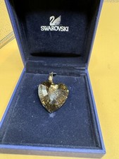Authentic Swarovski Cognac Goldtone  Heart Pendant Necklace, 0987380 -very rare