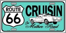 Route 66 Retro Cruisin Metal Tin License Plate Frame Tag Sign Car Truck Home