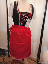 NEW Sz 12 NEW Germany,Waitress,Trachten,Oktoberfest,Dirndl Dress 3-pc,Red,Black