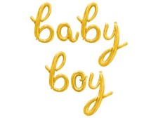 BABY BOY Cursive Script Letter Balloon Banner - Baby Shower Party Decorations