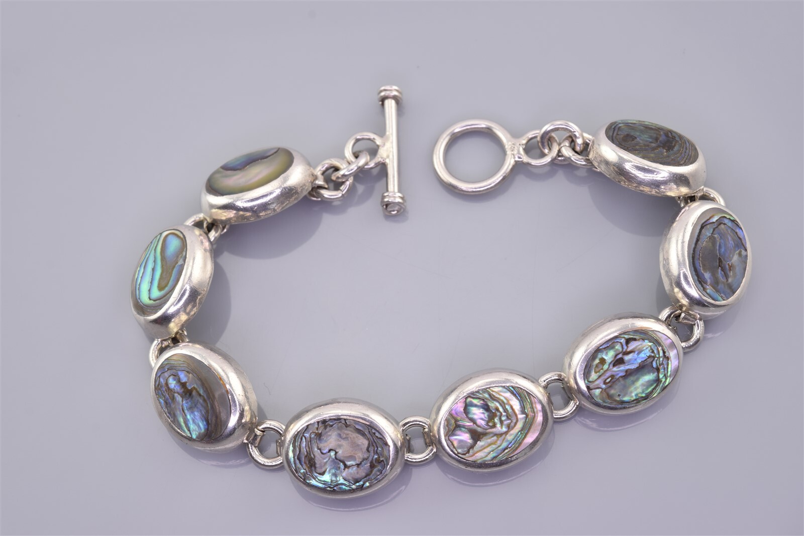 Sterling Silver Solid Oval Abalone Linked 925 Tog… - image 4