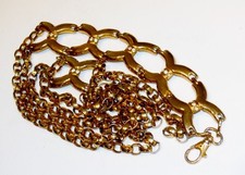 Vintage Brass Rolo Belcher Double Chain Link Rhinestone Hip Hugger 70's Belt