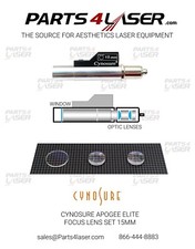 Cynosure Apogee ELITE Focus Lens Set 15mm, Cynosure Focus Lens 15 mm Optics kit